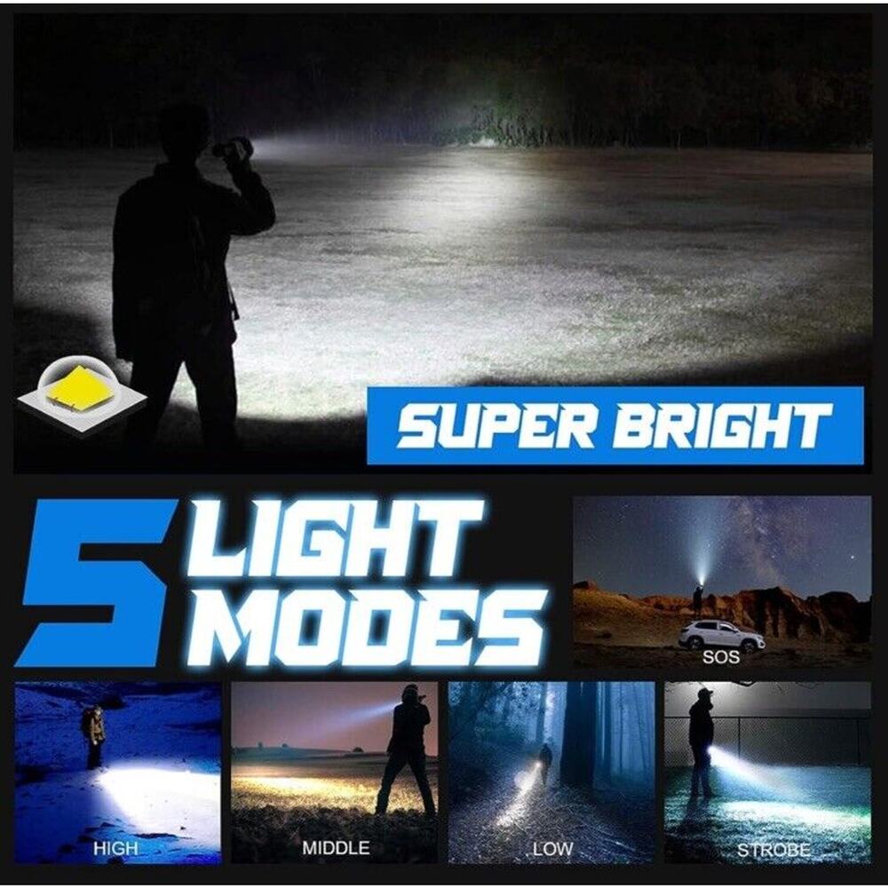 🔥PHIXTON Flashlights Rechargeable LED Powerful 5000 Lumen BNWT🔥 - Picture 2 of 7
